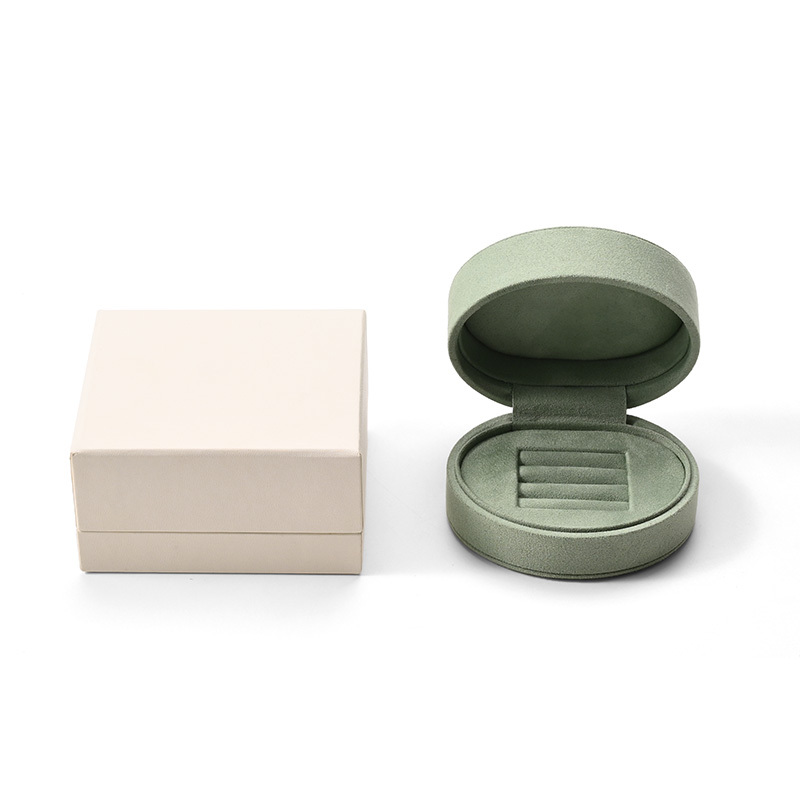 FANXI Custom Light Green Leather Microfiber Ring Box