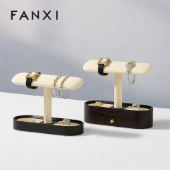 FANXI New Arrival Beige Solid Wood Solid MicrofiberJewelry Rack