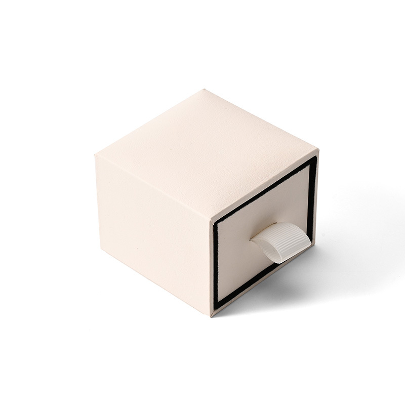 FANXI Custom Beige Leatherette Paper Velvet Ring Box