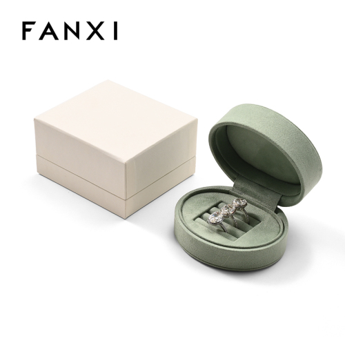 FANXI Custom Light Green Leather Microfiber Ring Box