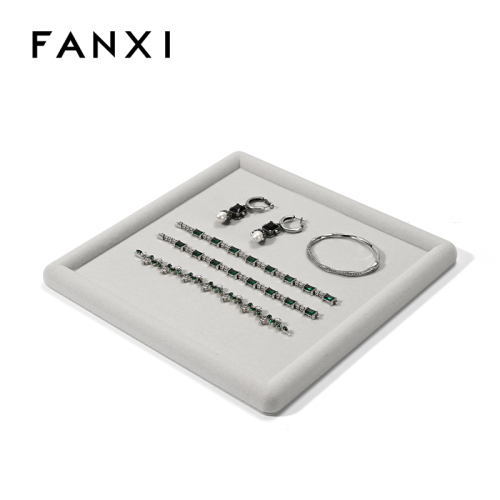 FANXI Custom Gray Velvet Jewelry Display Tray
