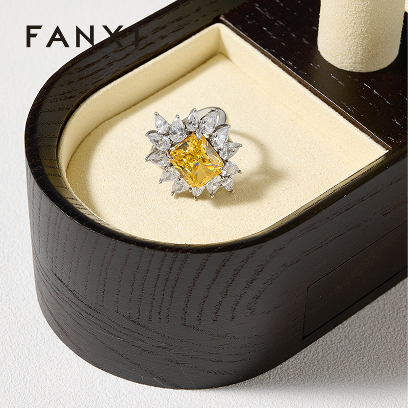 FANXI New Arrival Beige Solid Wood Solid MicrofiberJewelry Rack