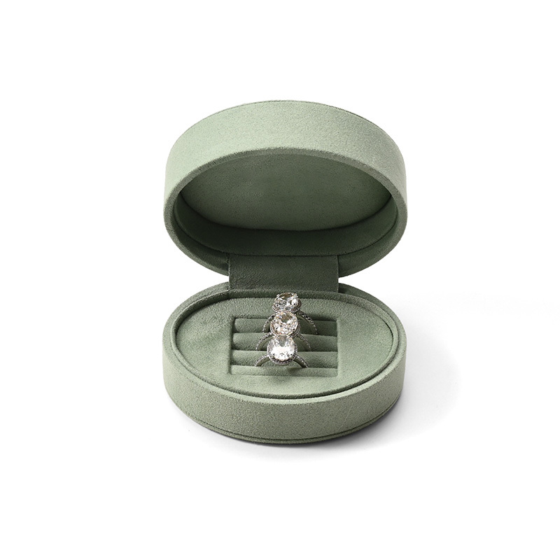 FANXI Custom Light Green Leather Microfiber Ring Box