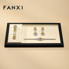 FANXI Hot-sale Beige Genuine Leather Jewelry Tray