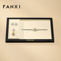 FANXI Hot-sale Beige Genuine Leather Jewelry Tray
