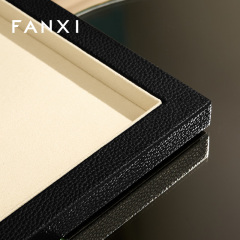 FANXI Hot-sale Beige Genuine Leather Jewelry Tray