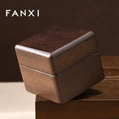 FANXI New Arrival Gray Solid Wood Superfiber Ring Box