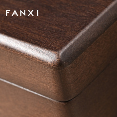FANXI New Arrival Gray Solid Wood Superfiber Ring Box
