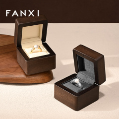 FANXI New Arrival Gray Solid Wood Superfiber Ring Box