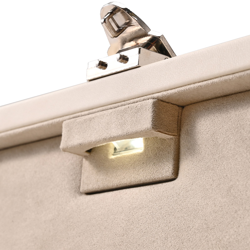 FANXI Custom Beige PU Leather Suede Ring Box