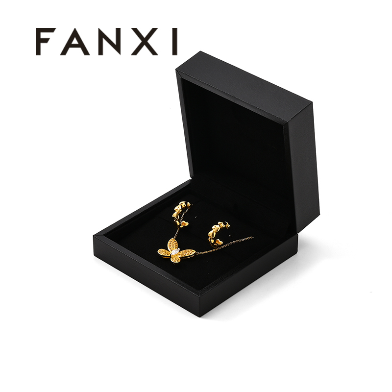 FANXI Custom Black Paper Microfiber Earring Box