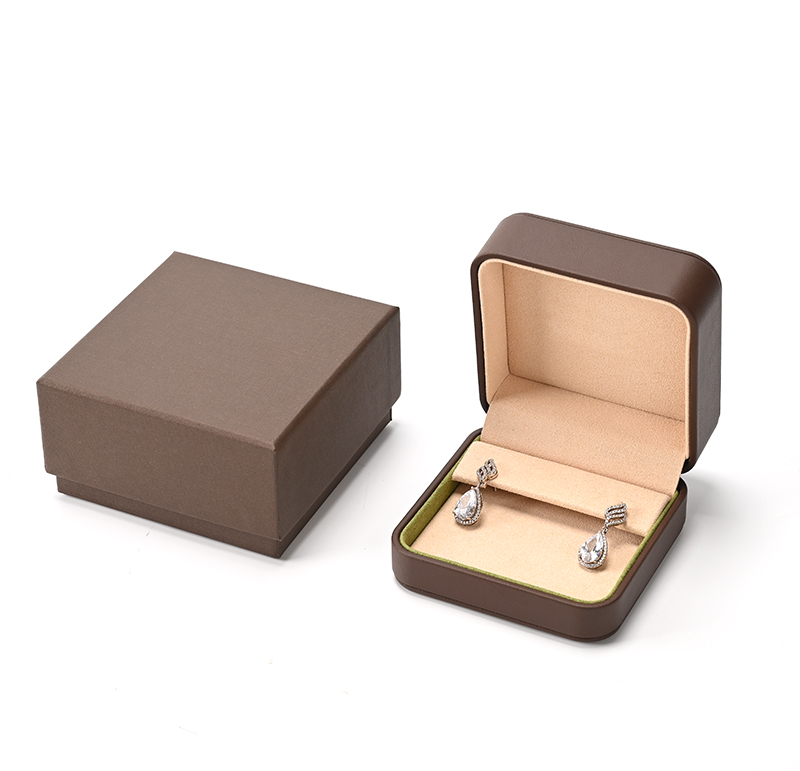 FANXI Custom Brown PU Leather Microfiber Earring Box