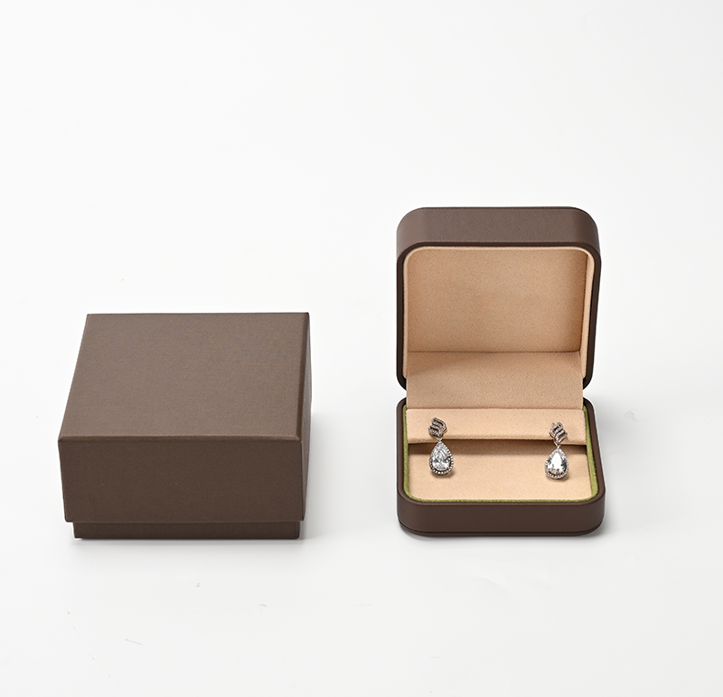FANXI Custom Brown PU Leather Microfiber Earring Box
