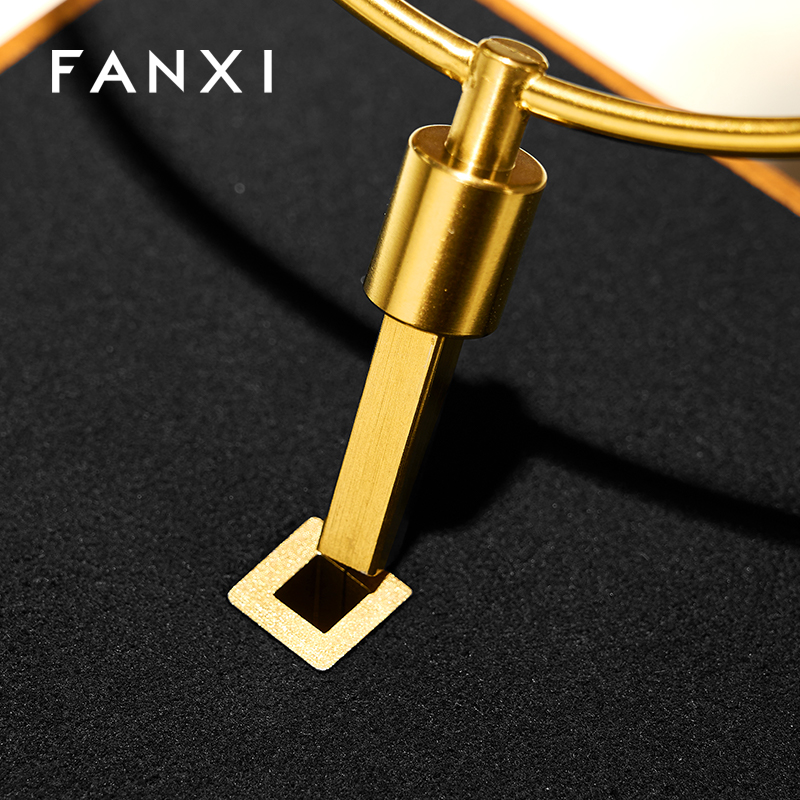 FANXI Luxury Gold Solid Wood Metal Clock Display Stand