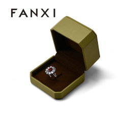 FANXI Custom Green PU Leather Microfiber Ring Box