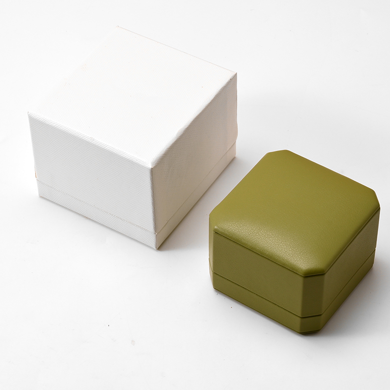 FANXI Custom Green PU Leather Microfiber Ring Box