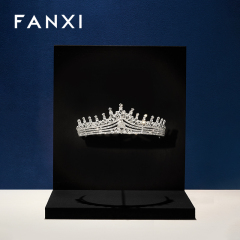 FANXI Luxury Black Beige Suede Metal Crown Display Props