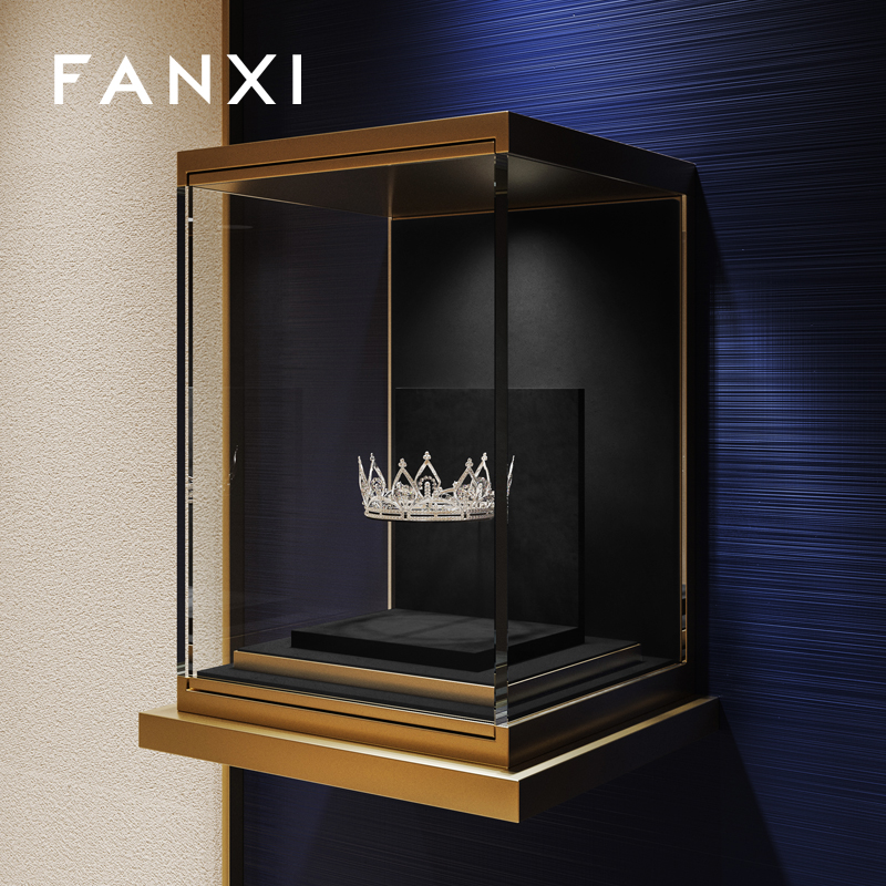 FANXI Luxury Black Beige Suede Metal Crown Display Props