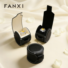 FANXI New-arrival Black PU Leather Jewelry Storage Bag