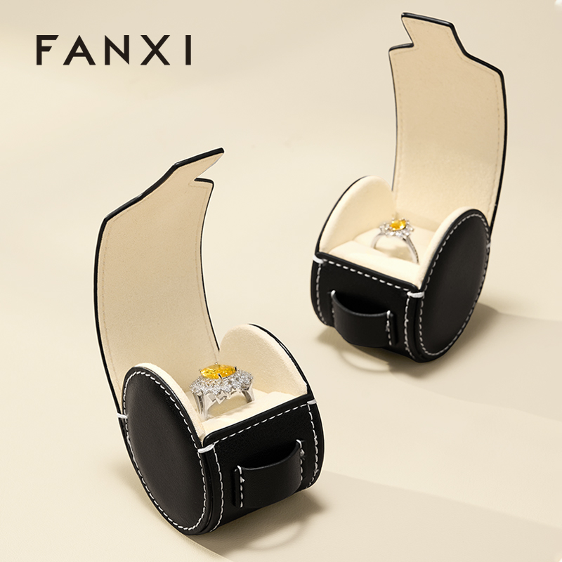 FANXI New-arrival Black PU Leather Jewelry Storage Bag