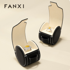 FANXI New-arrival Black PU Leather Jewelry Storage Bag
