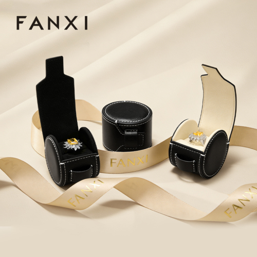 FANXI New-arrival Black PU Leather Jewelry Storage Bag