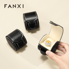 FANXI New-arrival Black PU Leather Jewelry Storage Bag