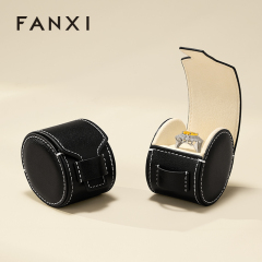 FANXI New-arrival Black PU Leather Jewelry Storage Bag