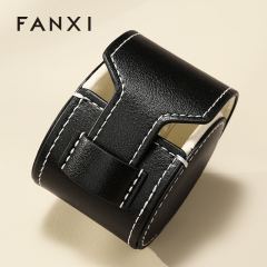 FANXI New-arrival Black PU Leather Jewelry Storage Bag