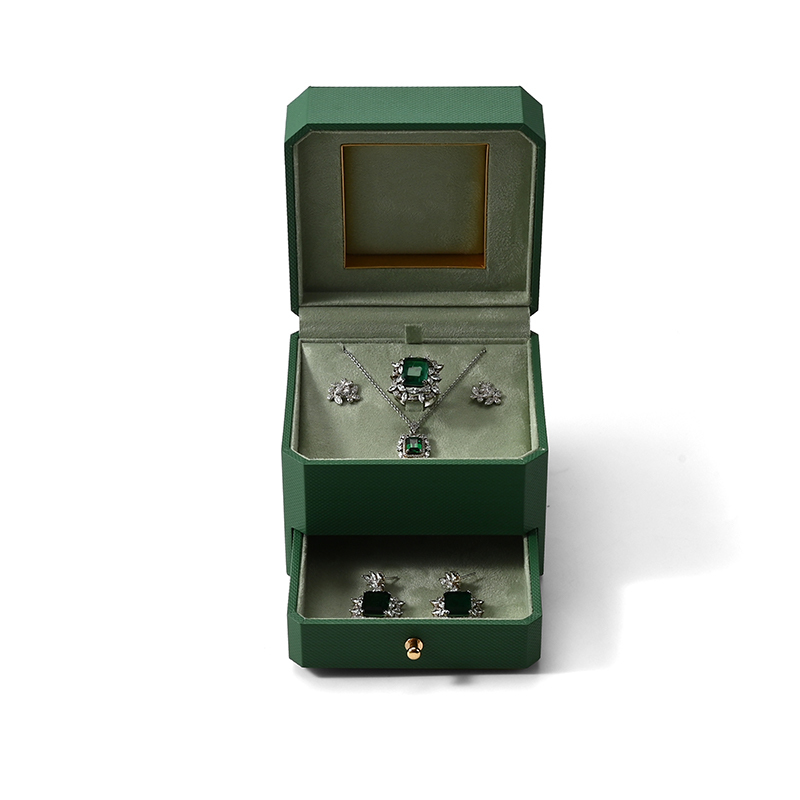 FANXI Custom Green Art Paper Suede Jewelry Box