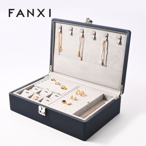 FANXI Custom Grey PU Leather Microfiber Jewelry Case