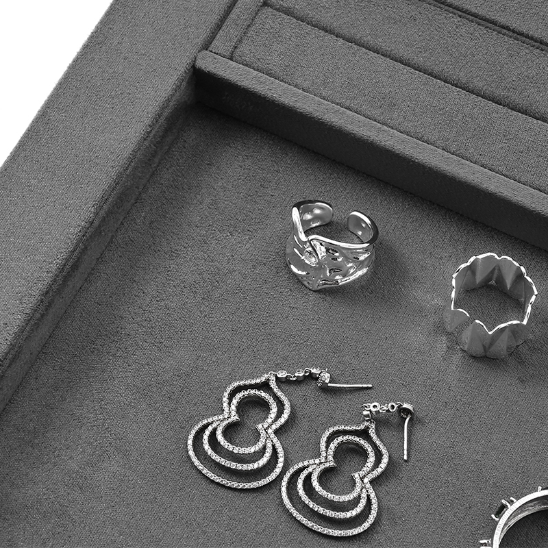 FANXI Custom Grey Suede Jewelry Tray