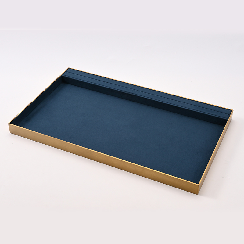FANXI Custom Blue Suede Metal Jewelry Tray