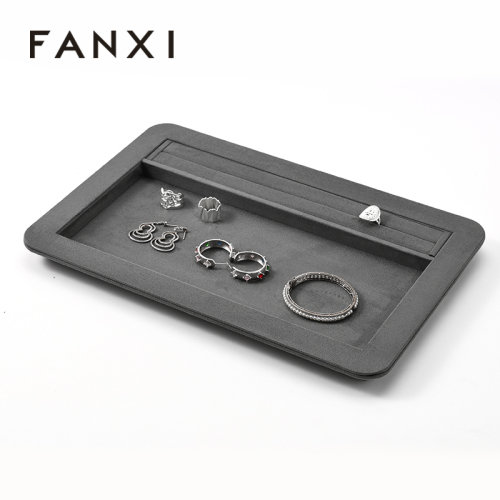 FANXI Custom Grey Suede Jewelry Tray