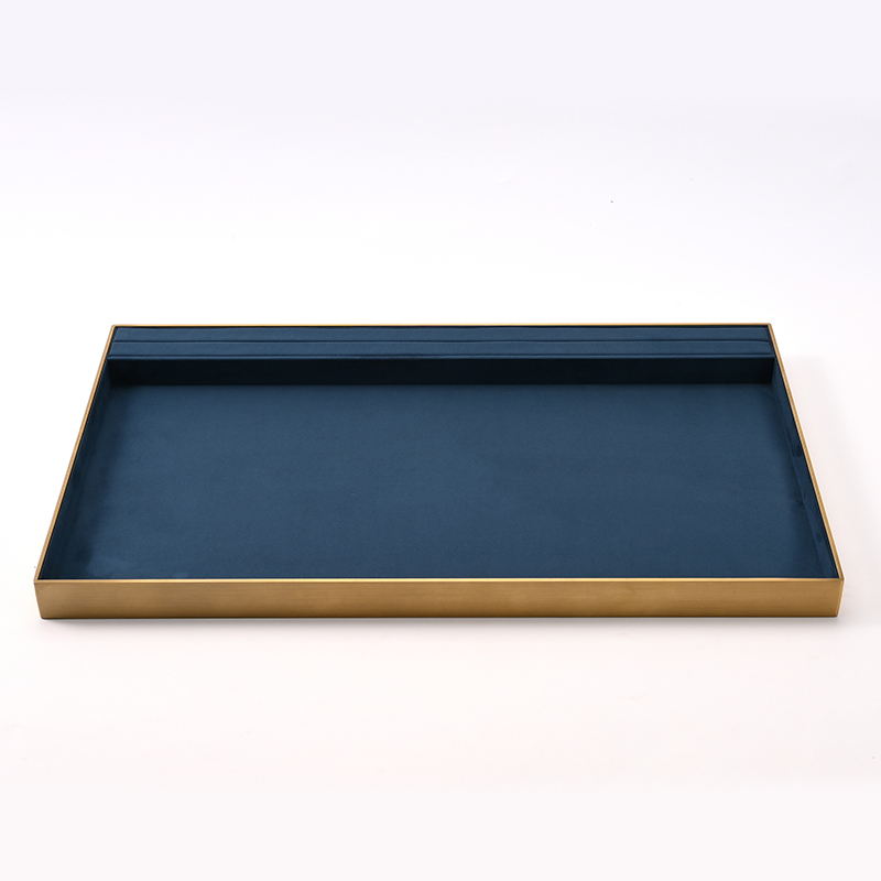 FANXI Custom Blue Suede Metal Jewelry Tray