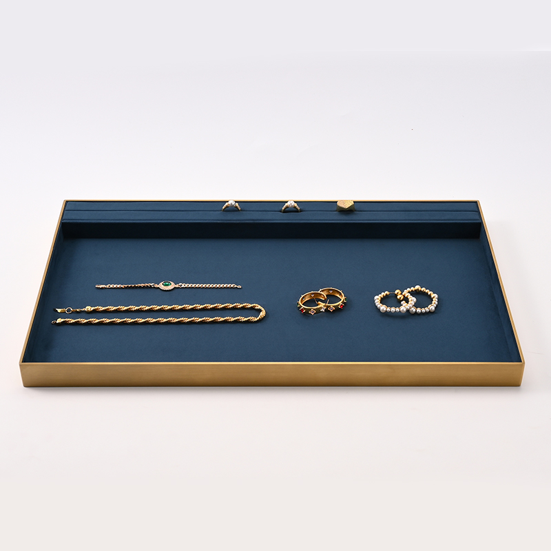FANXI Custom Blue Suede Metal Jewelry Tray