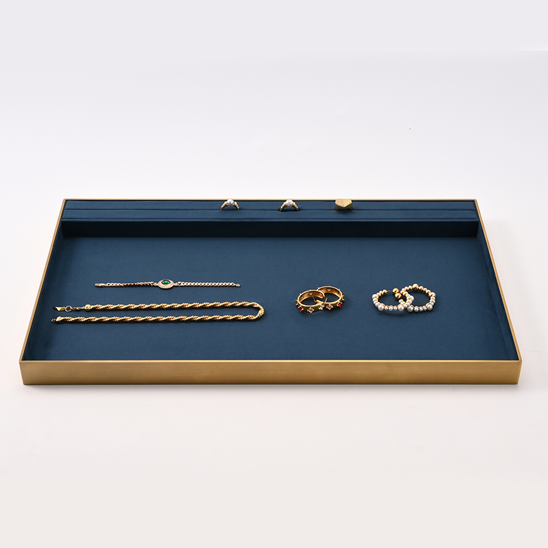 FANXI Custom Blue Suede Metal Jewelry Tray