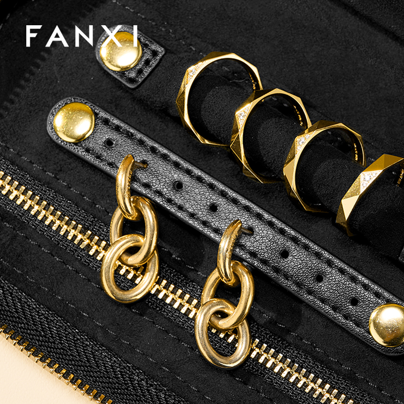 FANXI Luxury Black PU Leather Microfiber Storage Bag