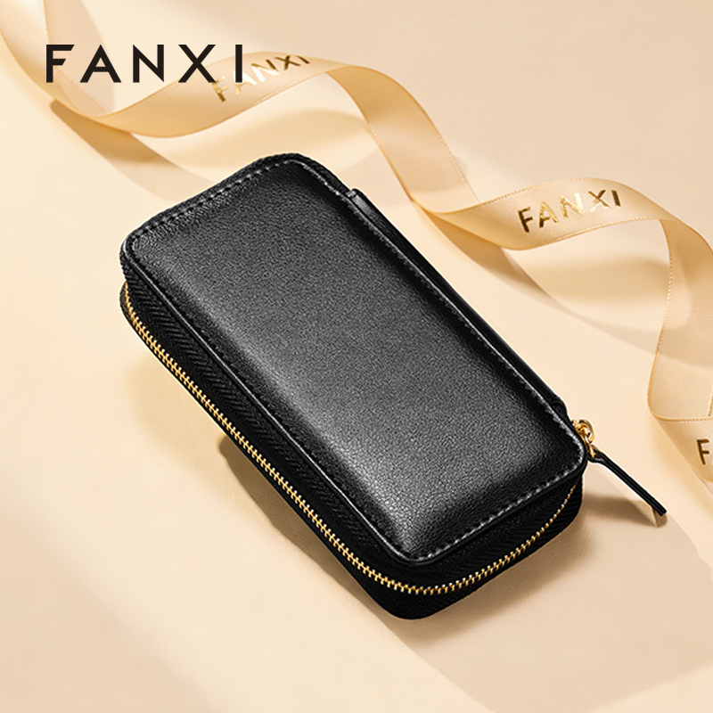 FANXI Luxury Black PU Leather Microfiber Storage Bag