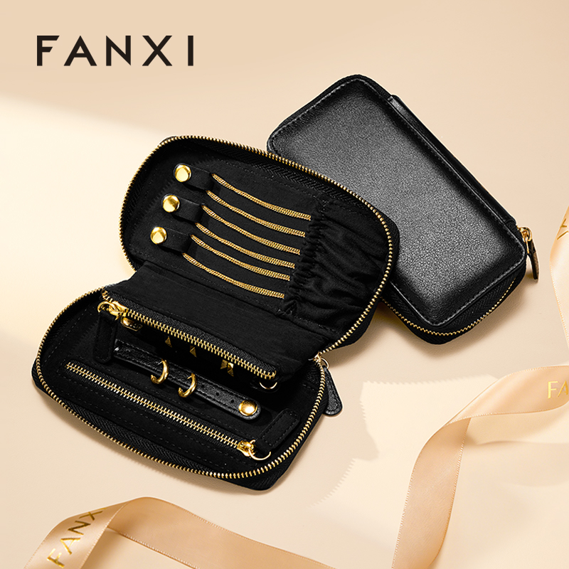 FANXI Luxury Black PU Leather Microfiber Storage Bag