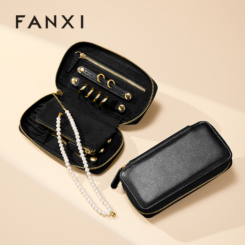 FANXI Luxury Black PU Leather Microfiber Storage Bag