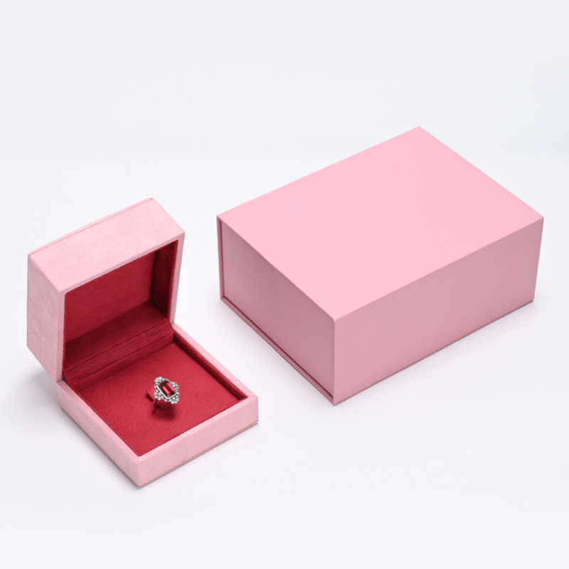 FANXI Custom Pink Suede Ring Box