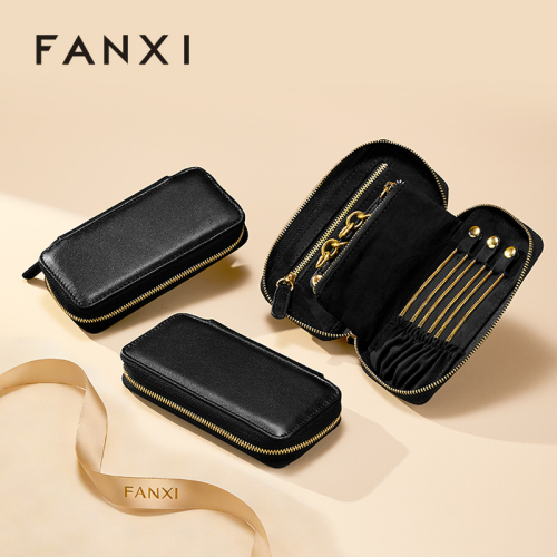 FANXI Luxury Black PU Leather Microfiber Storage Bag