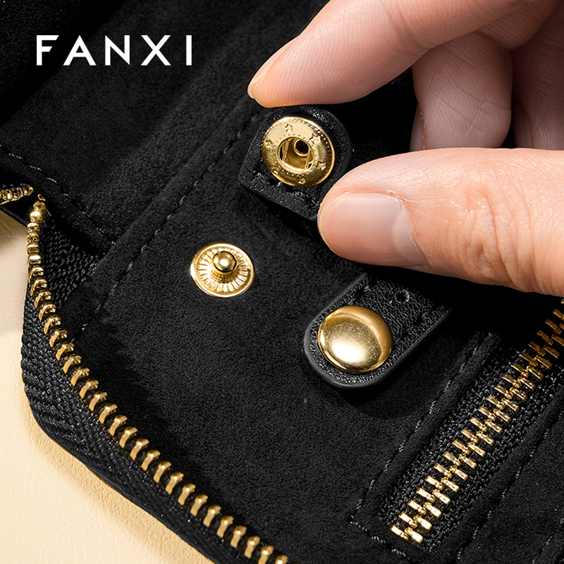 FANXI Luxury Black PU Leather Microfiber Storage Bag