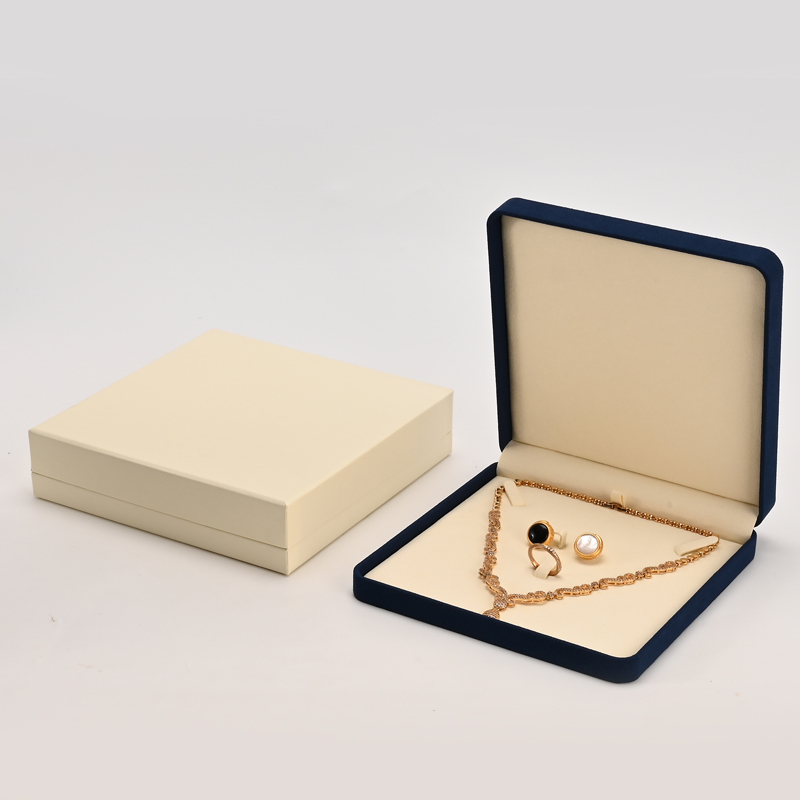 FANXI Custom Dark Blue Microfiber Jewelry Set Box