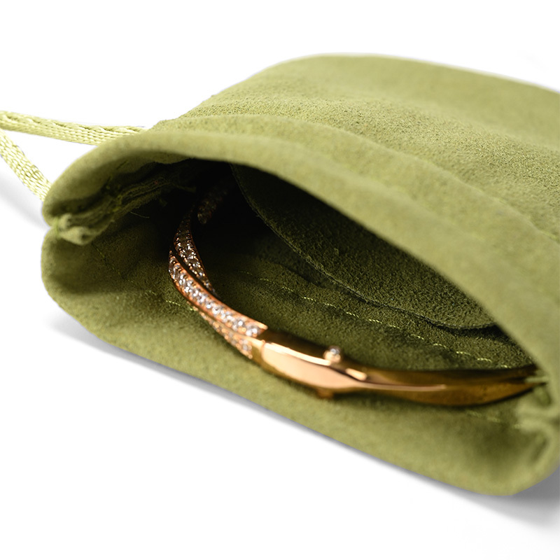 FANXI Custom Green Microfiber Jewelry Pouch