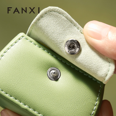 FANXI New-arrival Green Black PU Leahter Ring Storage Bag