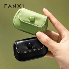 FANXI New-arrival Green Black PU Leahter Ring Storage Bag