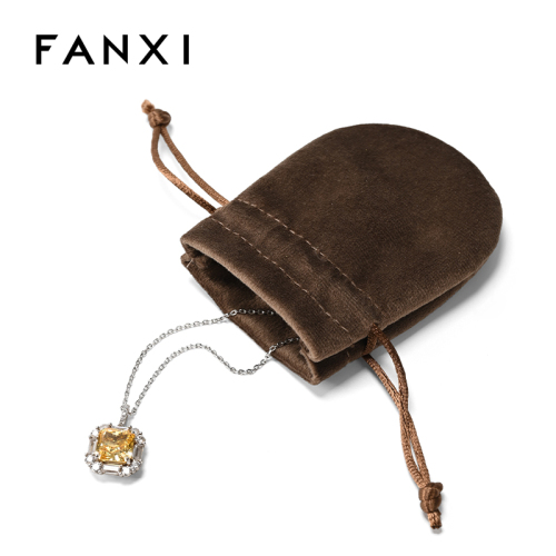 FANXI Custom Brown Velvet Jewelry Pouch