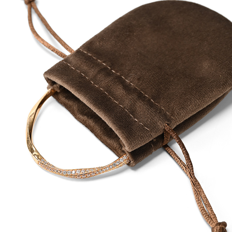 FANXI Custom Brown Velvet Jewelry Pouch